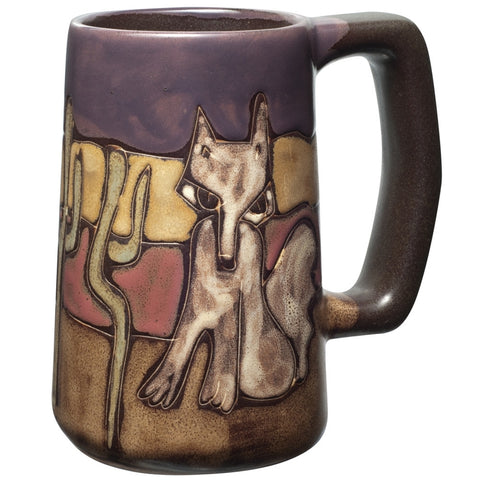 Coyote Sitting Hand-Etched Ceramic Stein