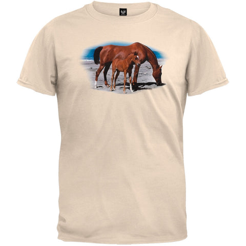 Mare And Foal On Beach T-Shirt