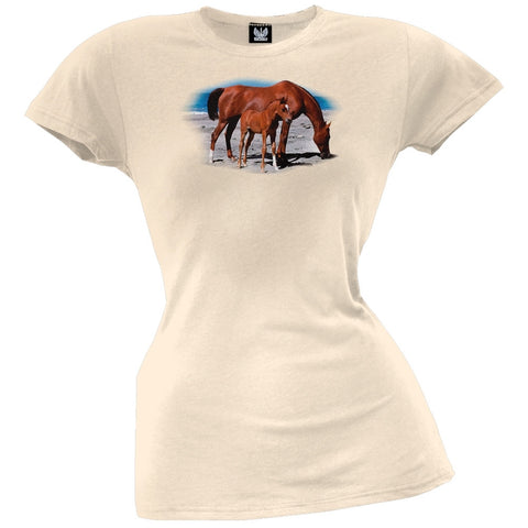 Mare And Foal On Beach Juniors T-Shirt