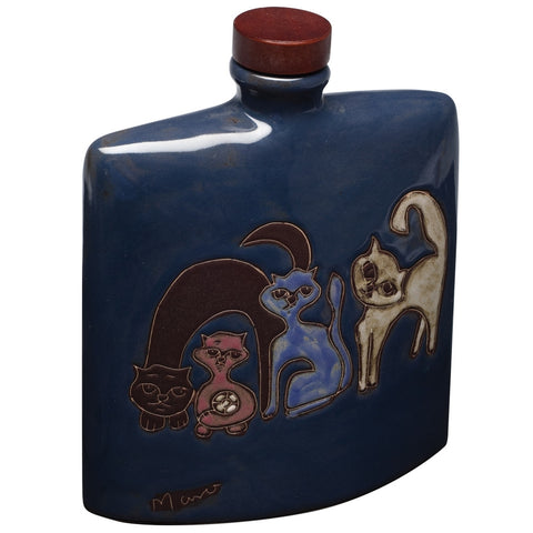 Cat Family Hand Etched Square Decanter