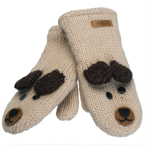 Teddy Bear Pilot Knit Mittens