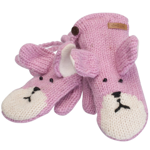 Bailey the Bunny Kids Knit Mittens