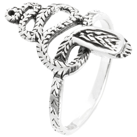 Snake With Head Up Sterling Silver Ring