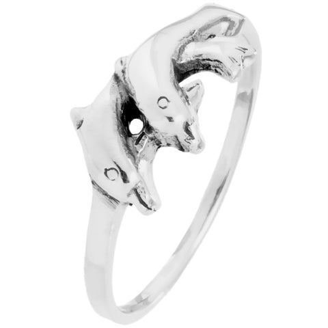 Dolphin Duo Sterling Silver Ring