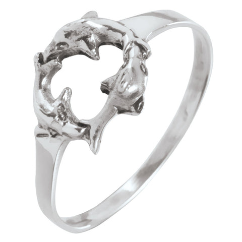 Dolphin Circle Sterling Silver Ring