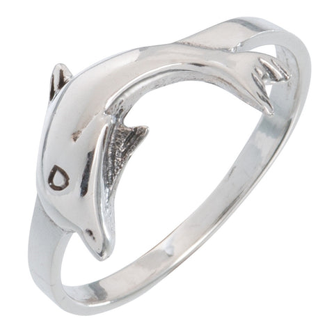Dolphin Diving Sterling Silver Ring