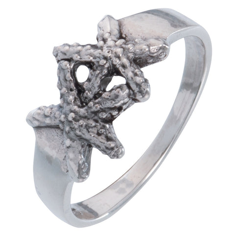 Touching Sea Stars Sterling Silver Ring