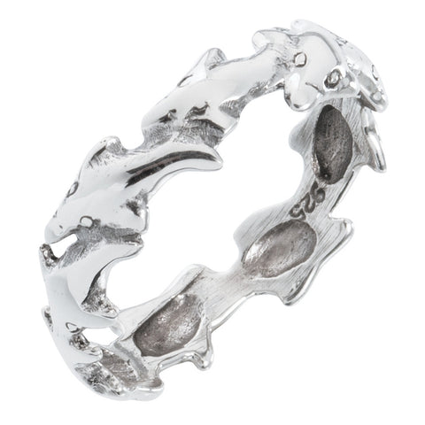 Dolphins Swimming Sterling Silver Ring