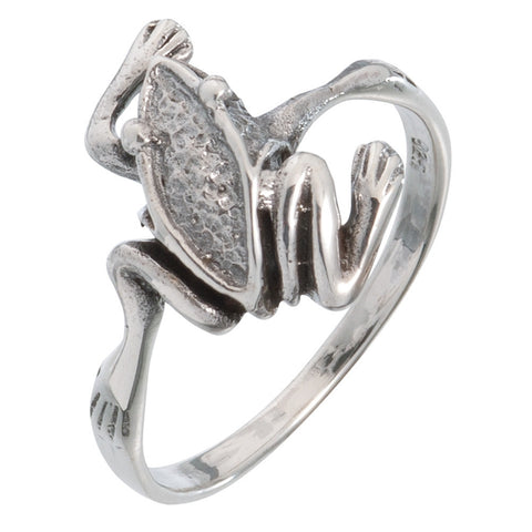 Frog Reaching Sterling Silver Ring