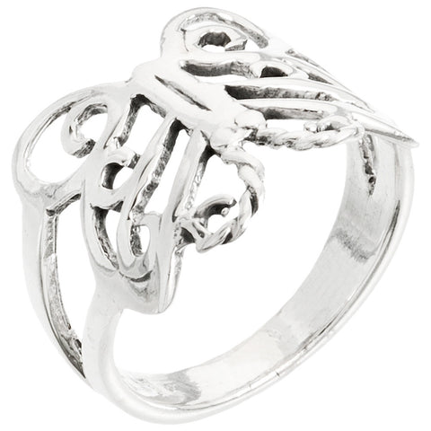 Butterfly With Twisty Antenna Sterling Silver Ring