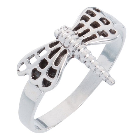 Dragonfly With Rounded Wings Sterling Silver Ring