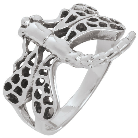 Dragonfly Curving Tail Sterling Silver Ring