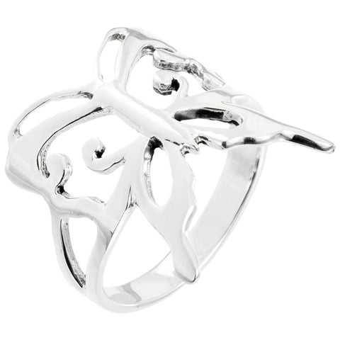 White Butterfly Wrap Sterling Silver Ring