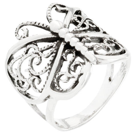 Butterfly Scroll Sterling Silver Wrap Ring