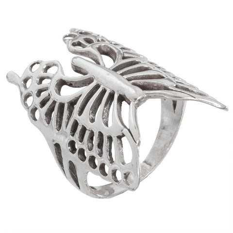 Butterfly Long Wrapped Sterling Silver Ring