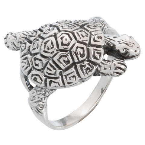 Sea Turtle Swimming Sterling Silver Ring