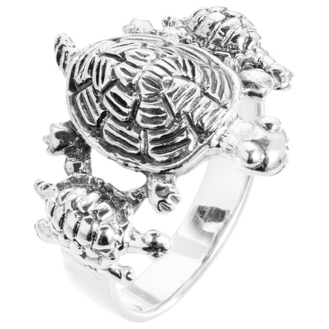 Turtle & Babies Sterling Silver Ring