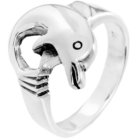 Dolphins Circling Sterling Silver Ring