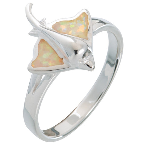 Stingray With Opal Inlay Sterling Silver Ring