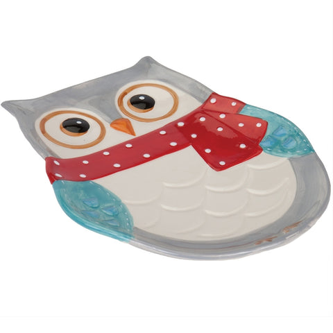 Snowy Owls Shaped Ceramic Platter