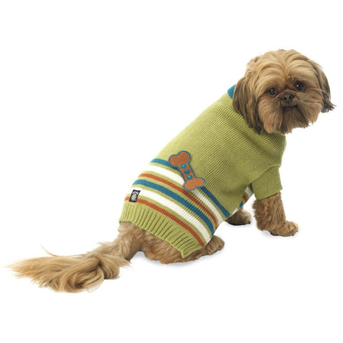AJ's Bone Applique Green Dog Sweater