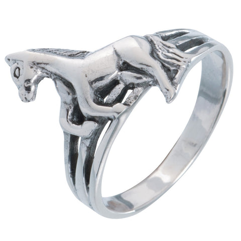 Horse Rearing Sterling Silver Ring