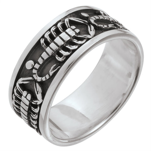 Scorpion Band Sterling Silver Ring