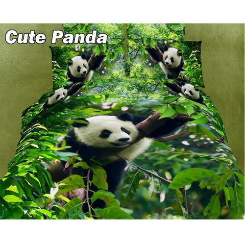 Cute Panda Queen Size Bedding Set