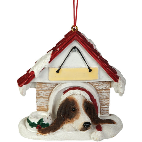 Basset Hound in Dog House Christmas Ornament