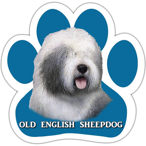 Old English Sheepdog Paw Shaped Car Magnet