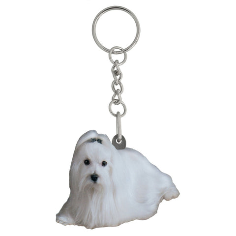 Maltese Mirrored Acrylic Keychain