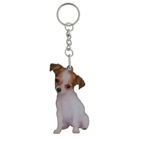 Max the Jack Russell Puppy Mirrored Acrylic Keychain