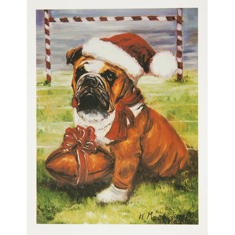 6 Bulldog With Football Boxed Christmas Greeting Cards