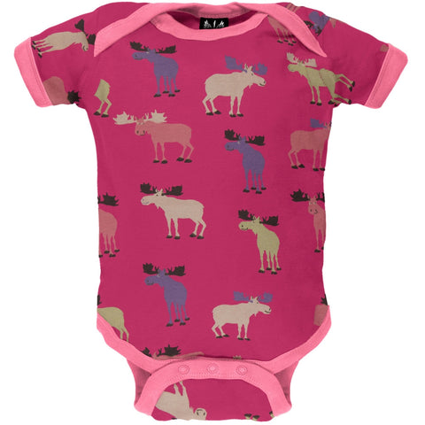 Raspberry Moose All-Over Baby One Piece