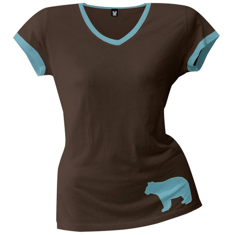 Blue Bear Women's V-Neck Pajama Ringer T-Shirt