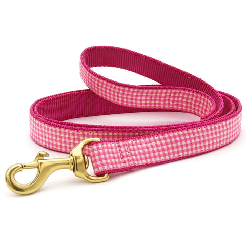 Pink Gingham Dog Leash