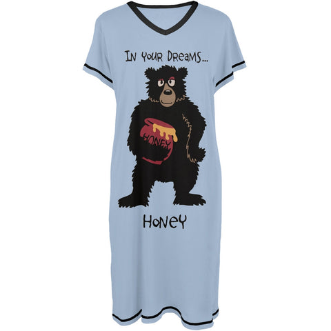 Bear in Your Dreams Honey Women's V-Neck Nightshirt