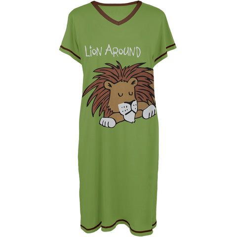Lion Around Women's V-Neck Nightshirt