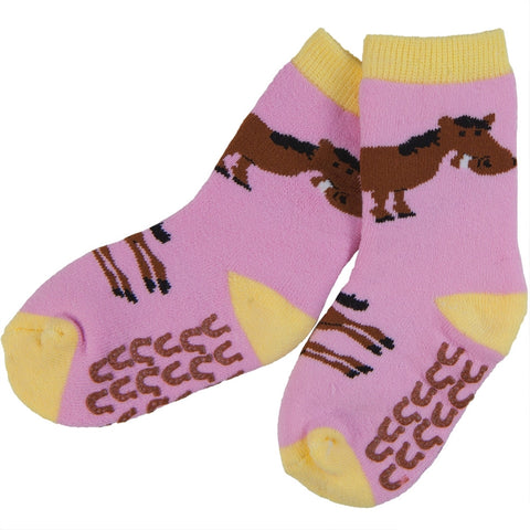 Horse & Shoes Infant Slipper Socks