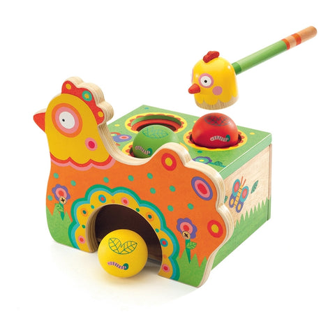 Wooden Kikou Cot Chicken Tapping Toy