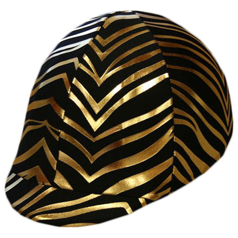 Equestrian Gold Zebra Helmet Cover