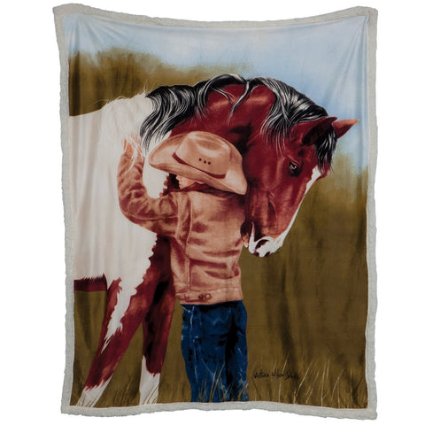 Horse Crazy Sherpa Reversible Throw
