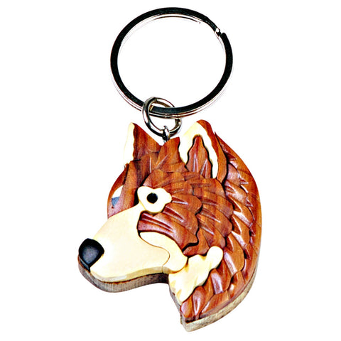Wolf Wooden Keychain