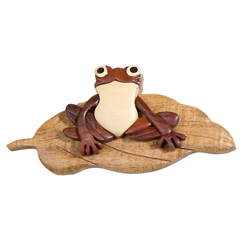 Frog on Lily Pad Wooden Magnet