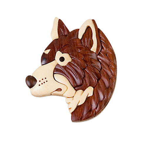 Wolf Head Wooden Magnet
