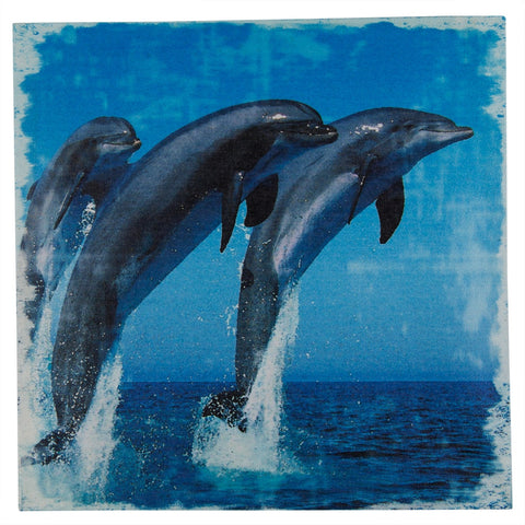 Dolphins Breaching On Stretched Canvas
