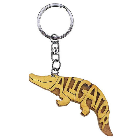 Alligator Wooden Word Keychain