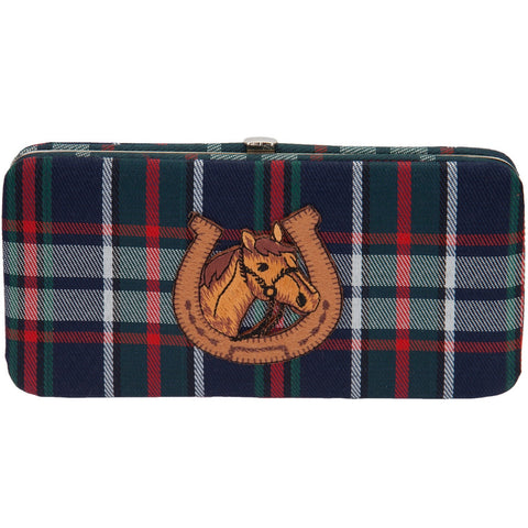 Horse In Shoe Plaid Clasp Wallet