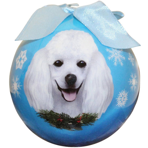 White Poodle Christmas Ball Ornament