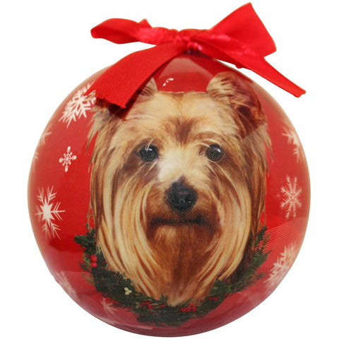 Yorkie Christmas Ball Ornament